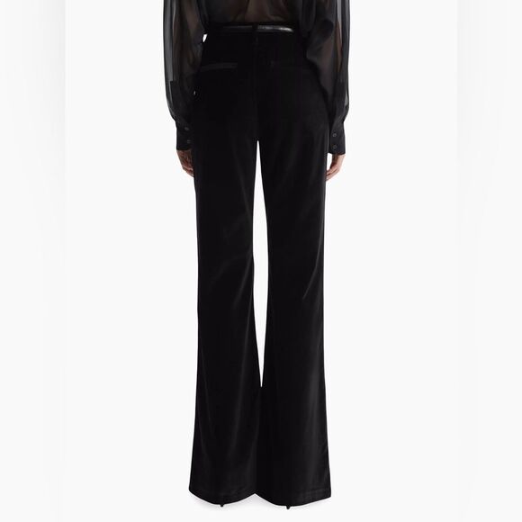 Reiss Isa Black Velvet Pants Sz 30 High Waist Wide Leg Holiday Capsule Event - Picture 7 of 16